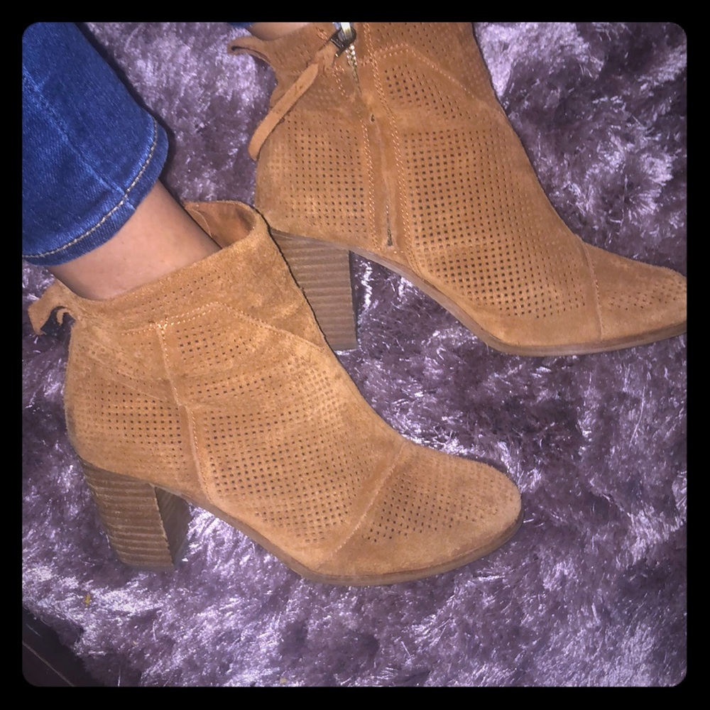 Toms block heel booties.
